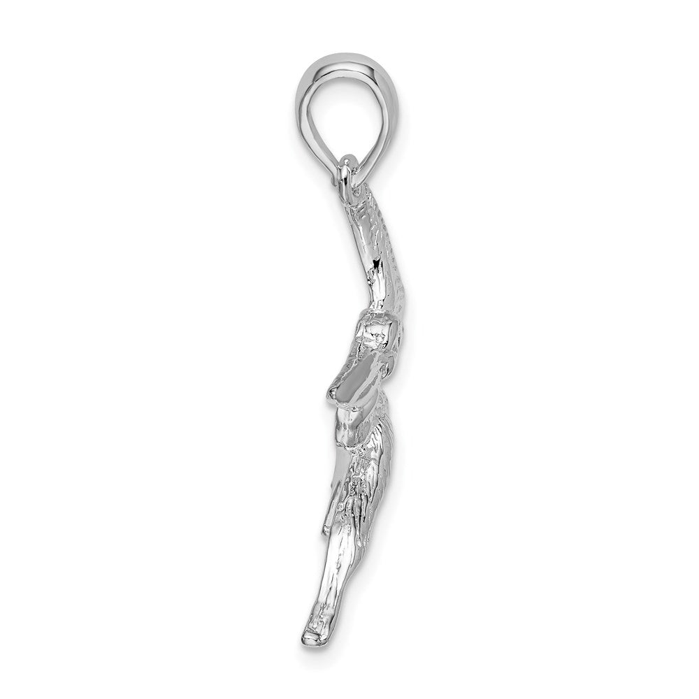 Million Charms 925 Sterling Silver Animal Bird  Charm Pendant, Flying Pelican, 2-D