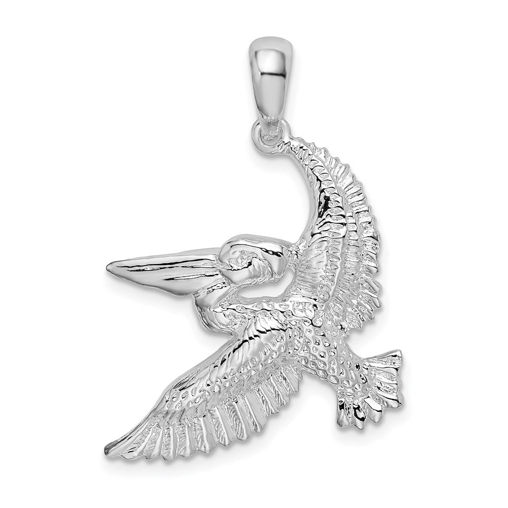 Million Charms 925 Sterling Silver Animal Bird  Charm Pendant, Flying Pelican, 2-D