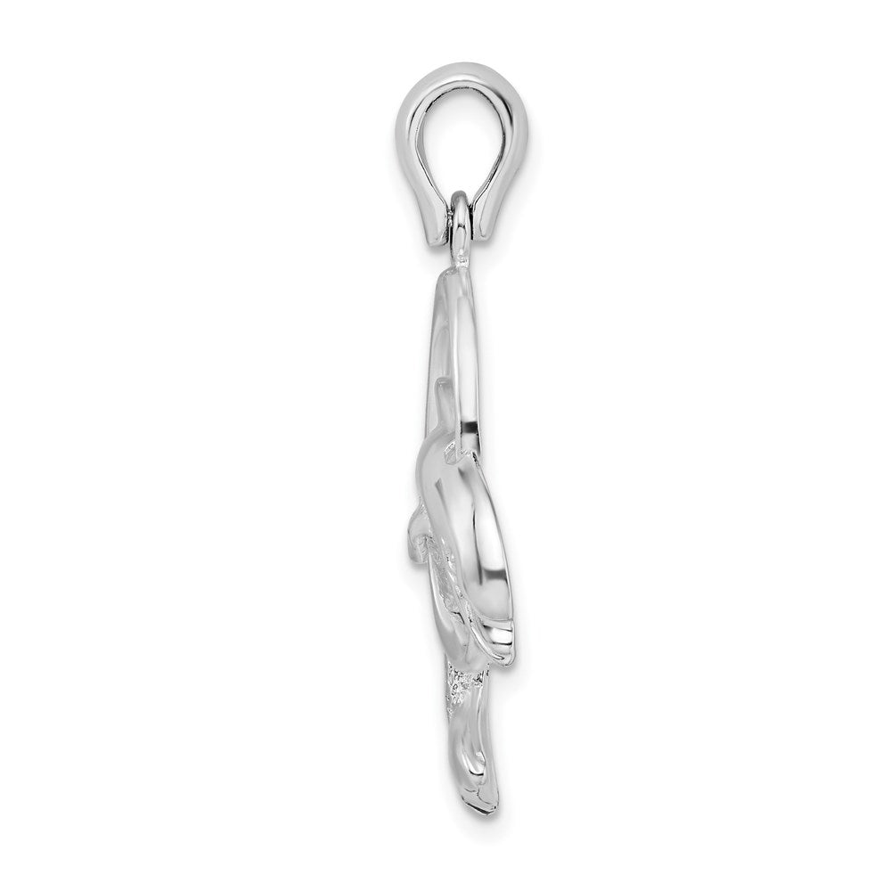Million Charms 925 Sterling Silver Nautical Sea Life  Charm Pendant, Dolphin Jumping Thru Hoop