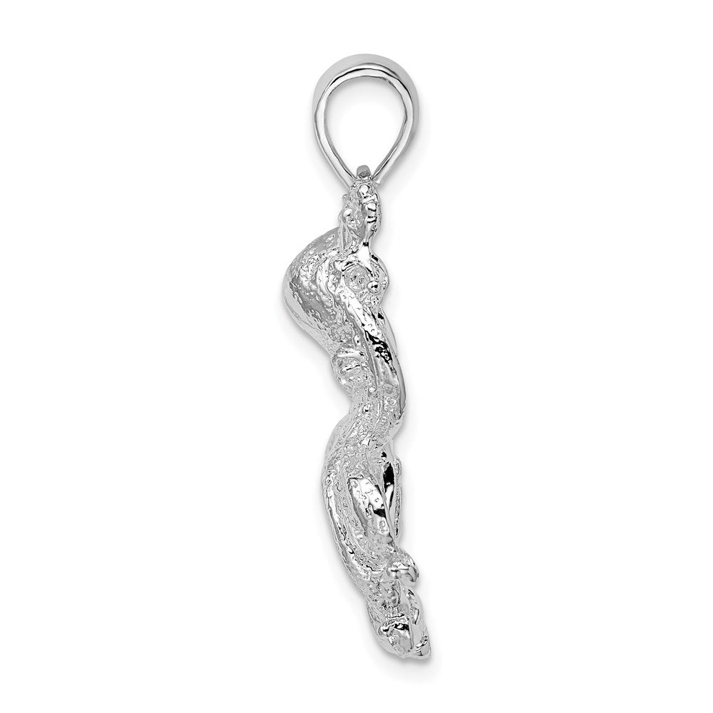 Million Charms 925 Sterling Silver Charm Pendant, Octopus, Textured, 2-D