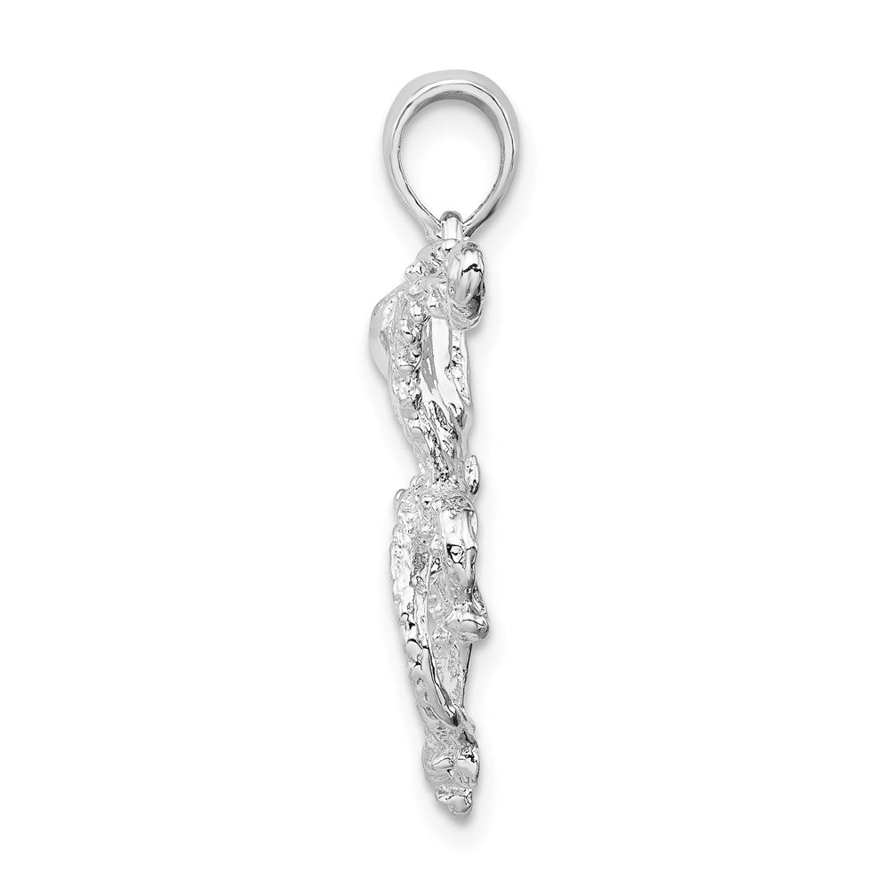 Million Charms 925 Sterling Silver Charm Pendant, Octopus, 2-D, Textured
