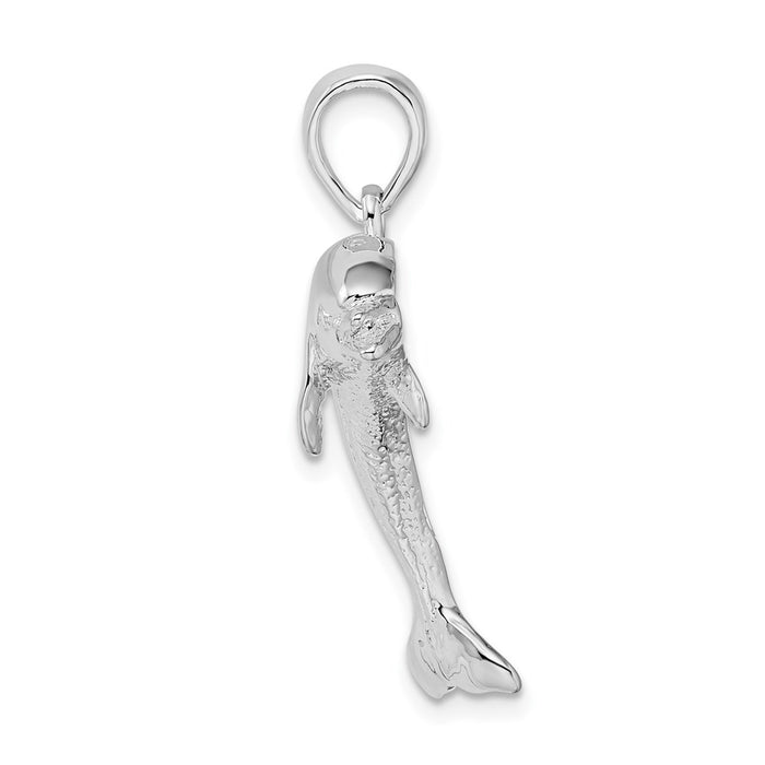 Million Charms 925 Sterling Silver Nautical Sea Life  Charm Pendant, Dolphin Jumping, 2-D, High Polish