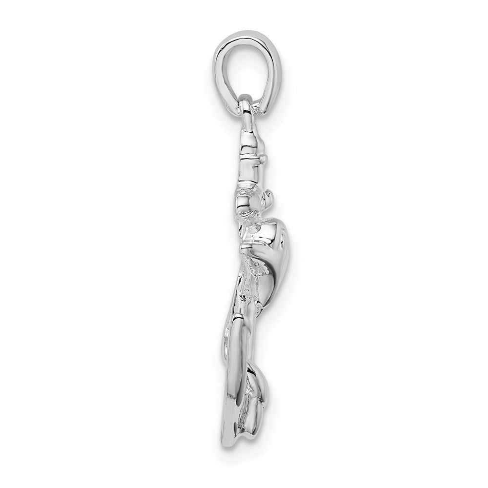 Million Charms 925 Sterling Silver Nautical Sea Life  Charm Pendant, Dolphin & Anchor, 2-D & High Polish