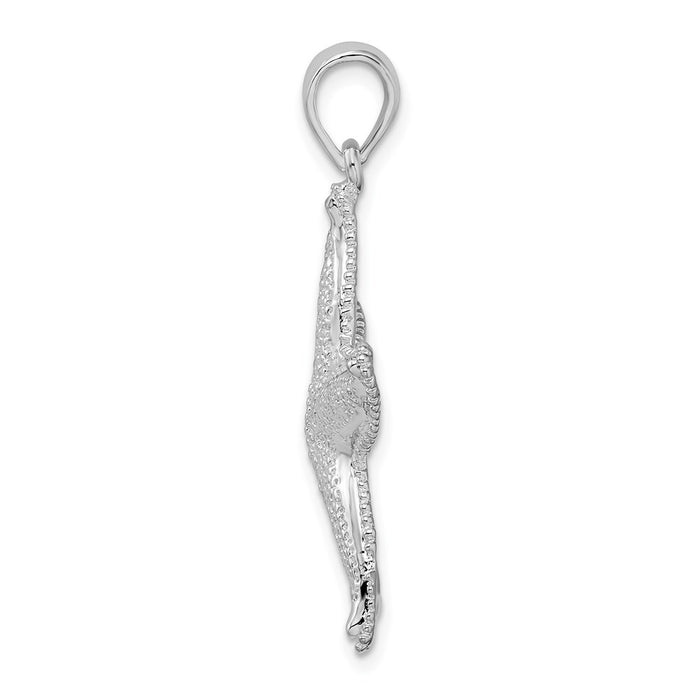 Million Charms 925 Sterling Silver Sea Life Nautical Charm Pendant, Starfish, Textured & 2-D