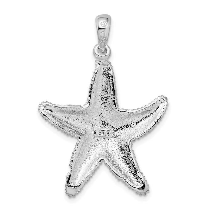 Million Charms 925 Sterling Silver Sea Life Nautical Charm Pendant, Starfish, Textured & 2-D