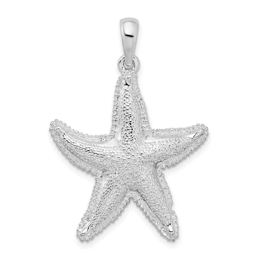 Million Charms 925 Sterling Silver Sea Life Nautical Charm Pendant, Starfish, Textured & 2-D