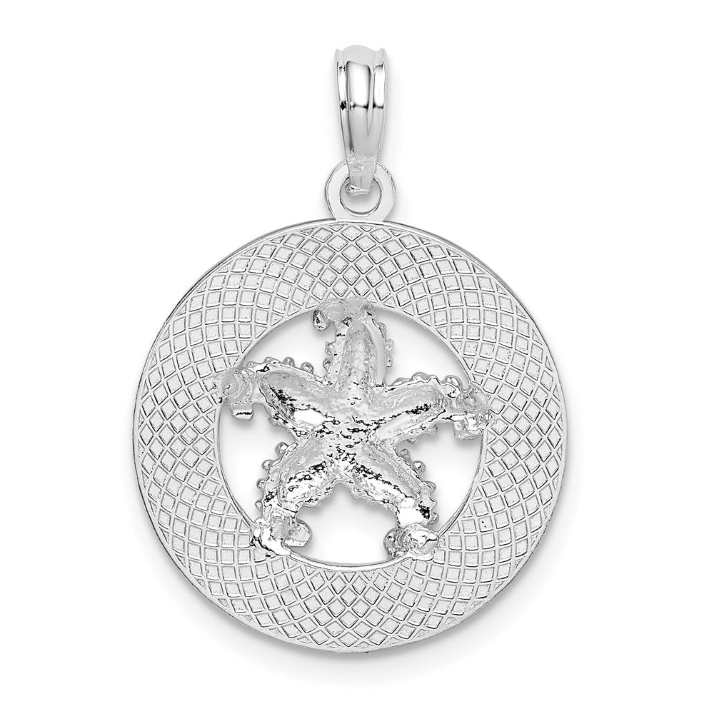 Million Charms 925 Sterling Silver Travel  Charm Pendant, Bahamas On Round Frame with Starfish Center