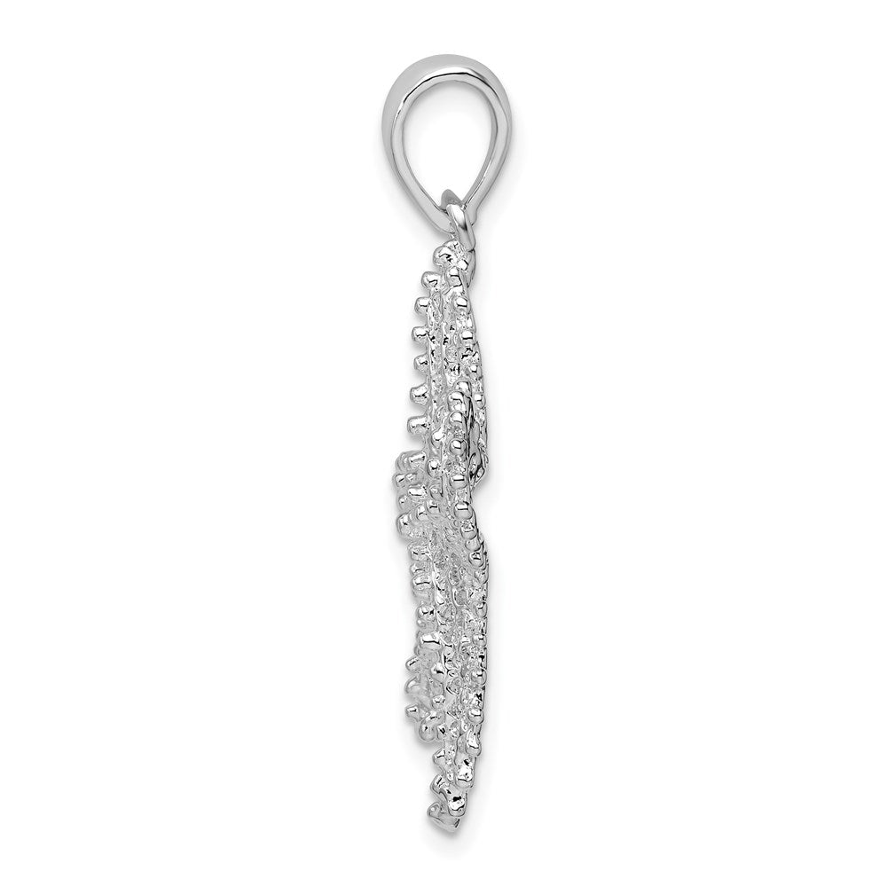 Million Charms 925 Sterling Silver Sea Life Nautical Charm Pendant, Starfish with Small Holes 2-D