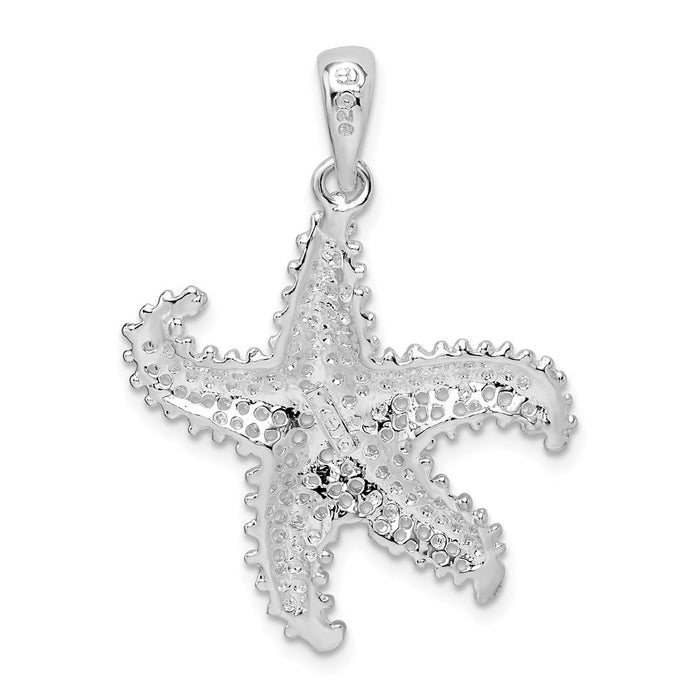 Million Charms 925 Sterling Silver Sea Life Nautical Charm Pendant, Starfish with Small Holes 2-D