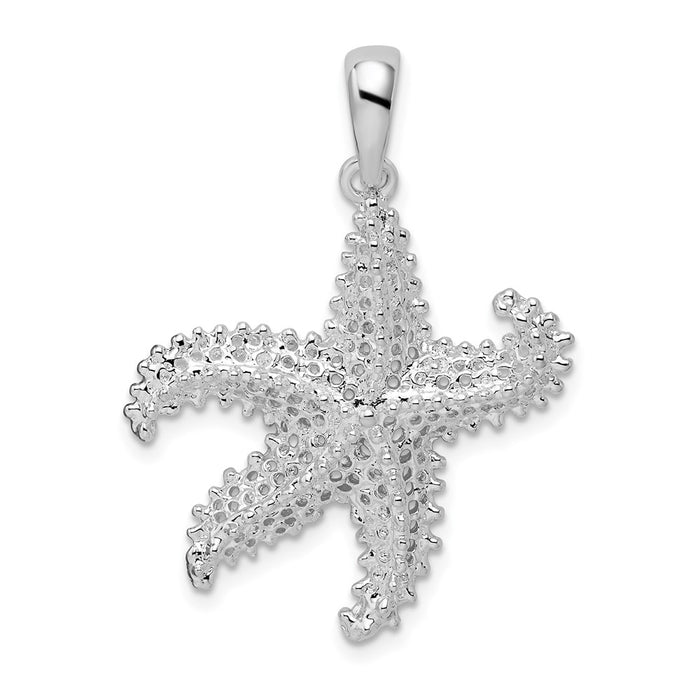 Million Charms 925 Sterling Silver Sea Life Nautical Charm Pendant, Starfish with Small Holes 2-D