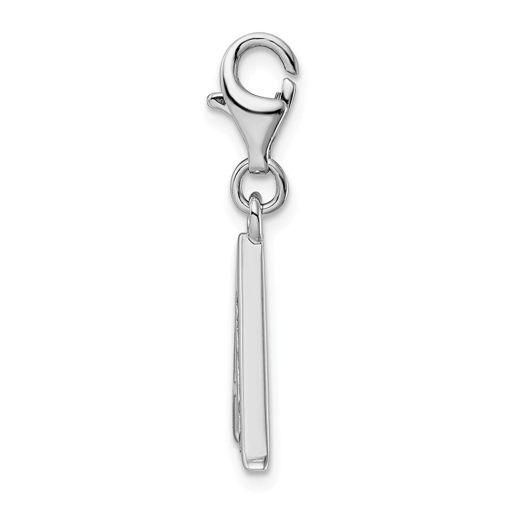 Million Charms 925 Sterling Silver Rhodium-Plated (Cubic Zirconia) CZ Letter A With Lobster Clasp Charm