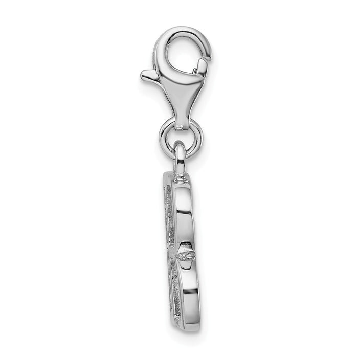 Million Charms 925 Sterling Silver Rhodium-Plated (Cubic Zirconia) CZ Letter B With Lobster Clasp Charm