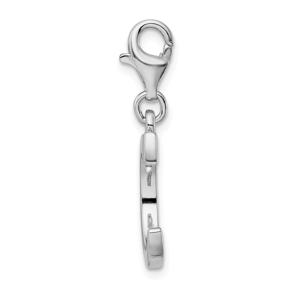 Million Charms 925 Sterling Silver Rhodium-Plated (Cubic Zirconia) CZ Letter C With Lobster Clasp Charm