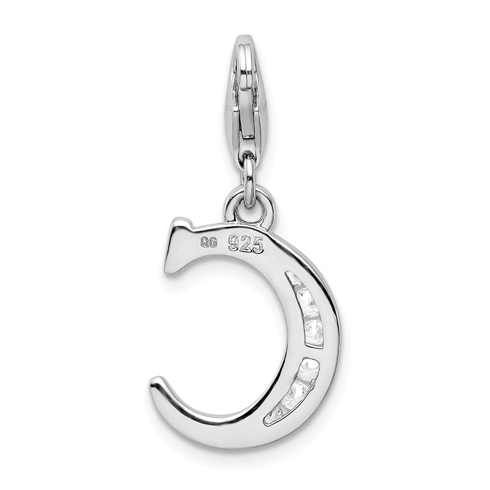 Million Charms 925 Sterling Silver Rhodium-Plated (Cubic Zirconia) CZ Letter C With Lobster Clasp Charm