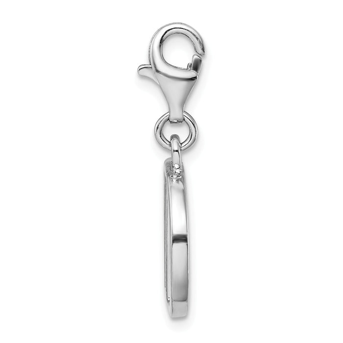 Million Charms 925 Sterling Silver Rhodium-Plated (Cubic Zirconia) CZ Letter D With Lobster Clasp Charm