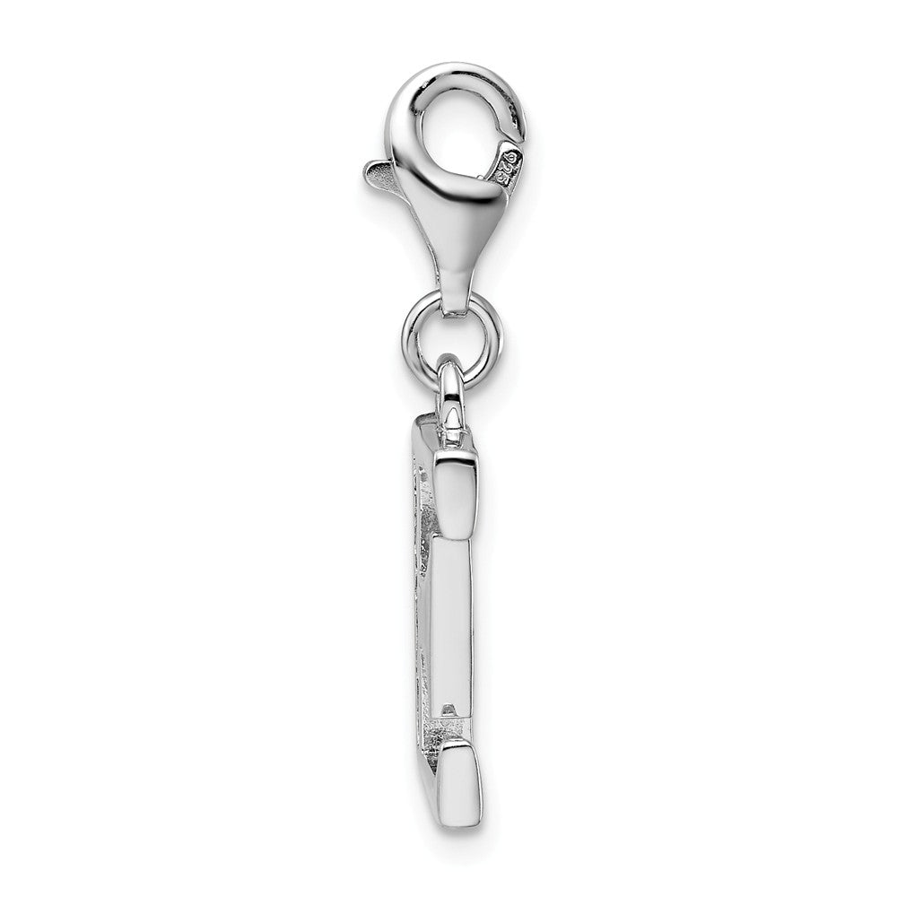 Million Charms 925 Sterling Silver Rhodium-Plated (Cubic Zirconia) CZ Letter E With Lobster Clasp Charm
