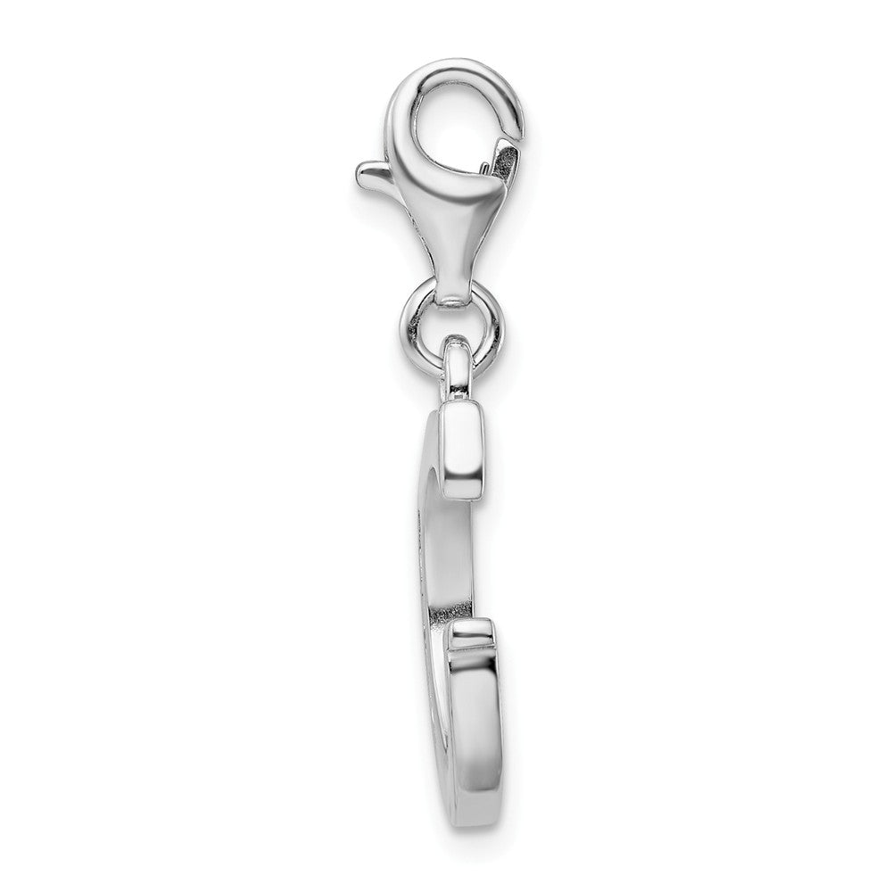 Million Charms 925 Sterling Silver Rhodium-Plated (Cubic Zirconia) CZ Letter G With Lobster Clasp Charm