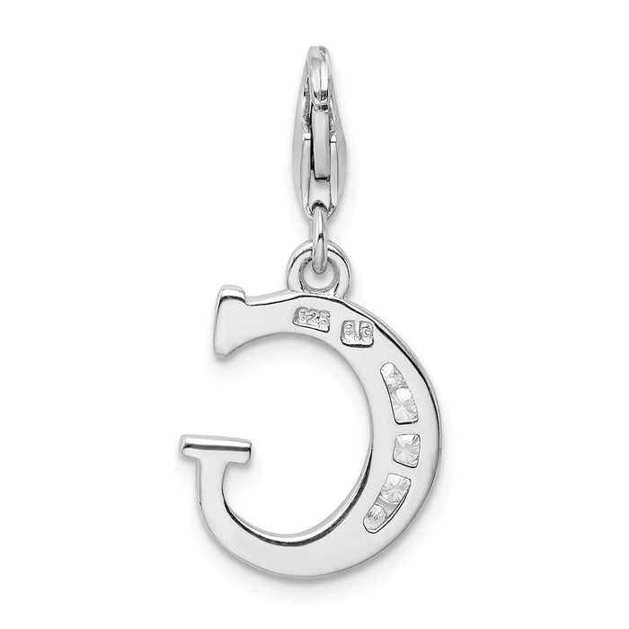 Million Charms 925 Sterling Silver Rhodium-Plated (Cubic Zirconia) CZ Letter G With Lobster Clasp Charm