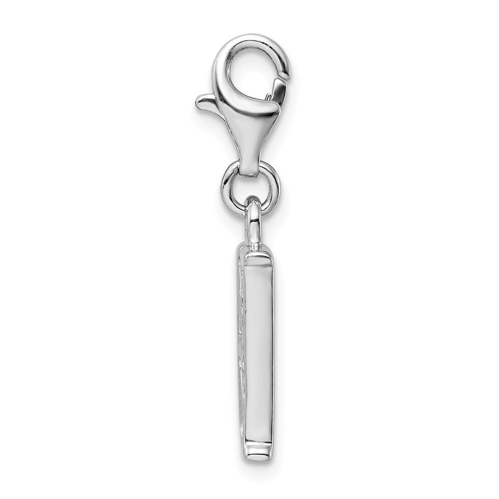 Million Charms 925 Sterling Silver Rhodium-Plated (Cubic Zirconia) CZ Letter H With Lobster Clasp Charm