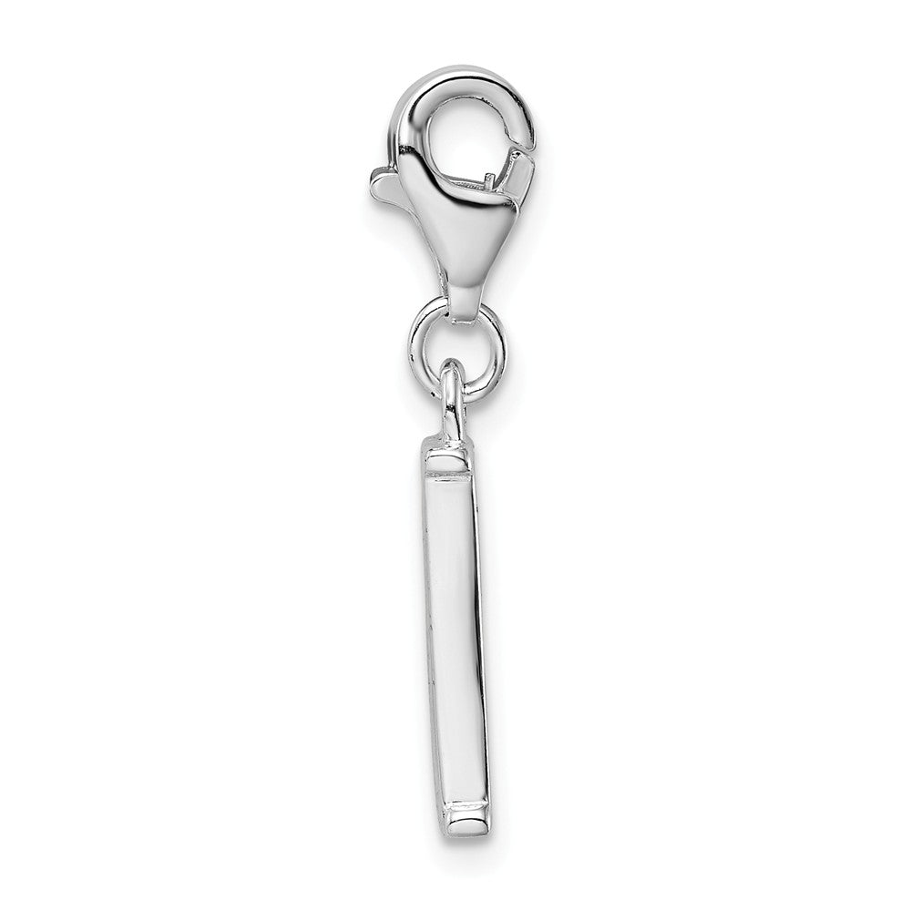 Million Charms 925 Sterling Silver Rhodium-Plated (Cubic Zirconia) CZ Letter I With Lobster Clasp Charm