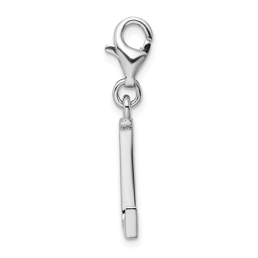 Million Charms 925 Sterling Silver Rhodium-Plated (Cubic Zirconia) CZ Letter L With Lobster Clasp Charm