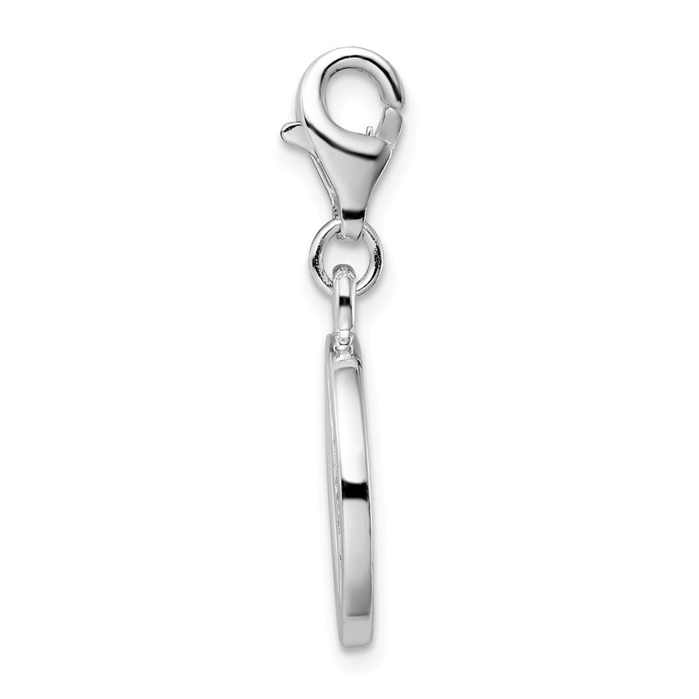 Million Charms 925 Sterling Silver Rhodium-Plated (Cubic Zirconia) CZ Letter O With Lobster Clasp Charm
