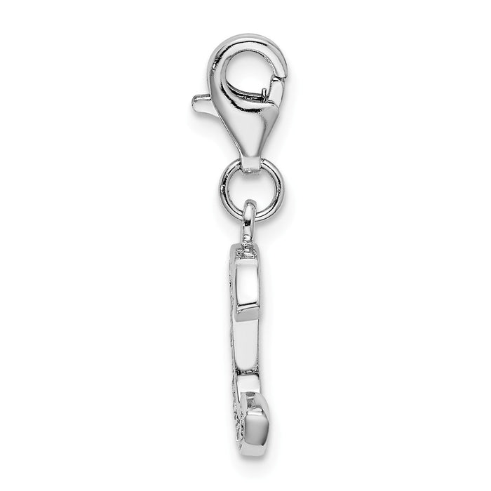 Million Charms 925 Sterling Silver Rhodium-Plated (Cubic Zirconia) CZ Letter C With Lobster Clasp Charm