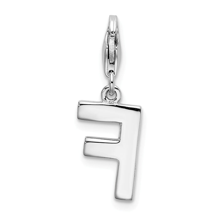 Million Charms 925 Sterling Silver Rhodium-Plated (Cubic Zirconia) CZ Letter F With Lobster Clasp Charm