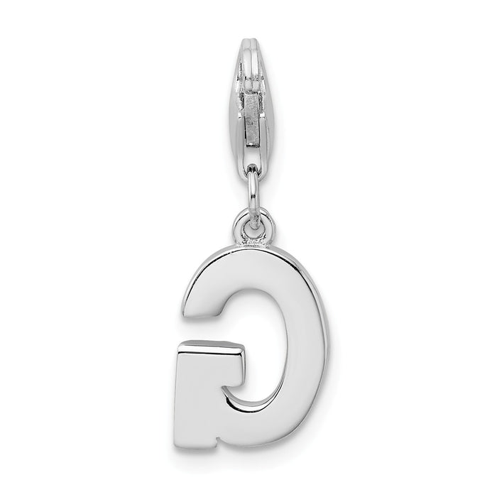 Million Charms 925 Sterling Silver Rhodium-Plated (Cubic Zirconia) CZ Letter G With Lobster Clasp Charm