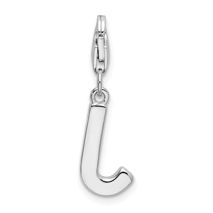 Million Charms 925 Sterling Silver Rhodium-Plated (Cubic Zirconia) CZ Letter J With Lobster Clasp Charm