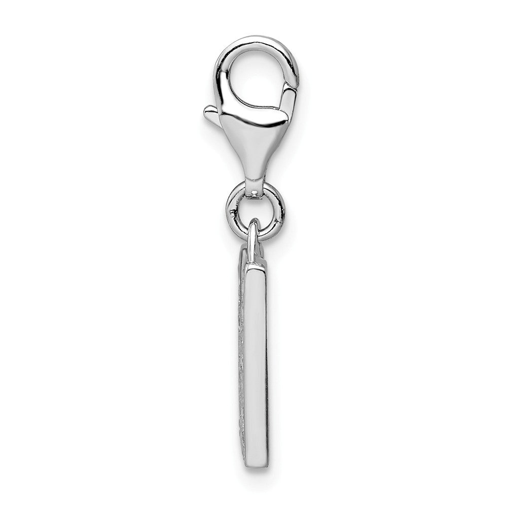 Million Charms 925 Sterling Silver Rhodium-Plated (Cubic Zirconia) CZ Letter M With Lobster Clasp Charm