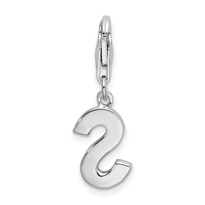 Million Charms 925 Sterling Silver Rhodium-Plated (Cubic Zirconia) CZ Letter S With Lobster Clasp Charm