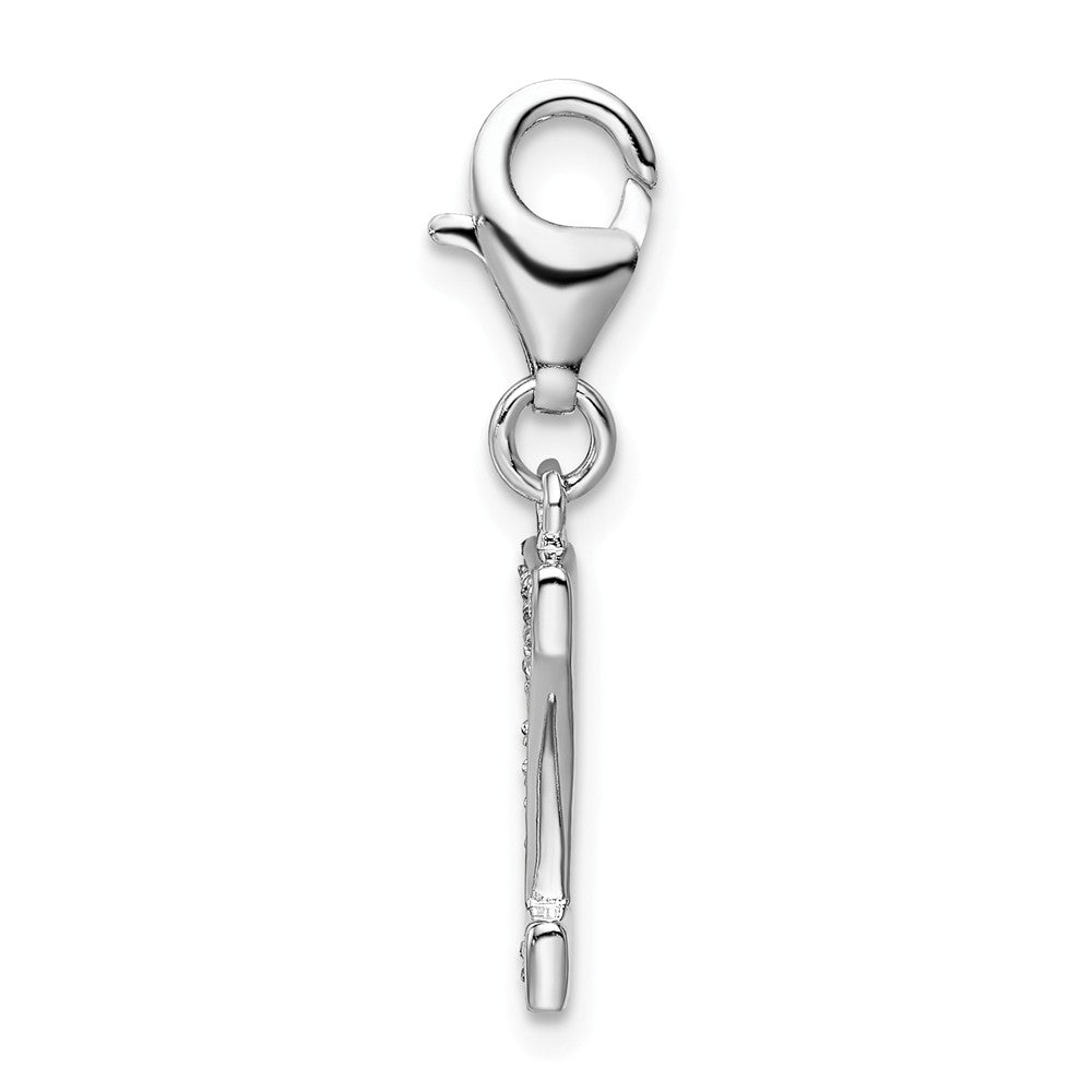 Million Charms 925 Sterling Silver Rhodium-Plated (Cubic Zirconia) CZ Letter Z With Lobster Clasp Charm
