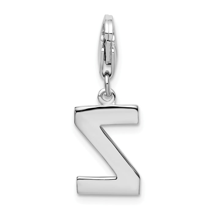 Million Charms 925 Sterling Silver Rhodium-Plated (Cubic Zirconia) CZ Letter Z With Lobster Clasp Charm