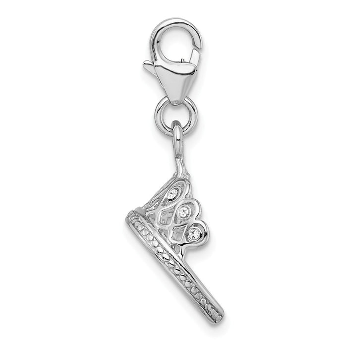 Million Charms 925 Sterling Silver Rhodium-Plated 3-D Swarovski Crystals Tiara With Lobster Clasp Charm