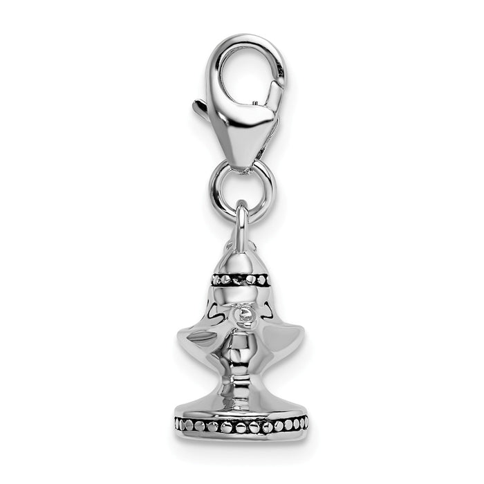 Million Charms 925 Sterling Silver With Rhodium-Plated 3-D Enameled Magic Lamp With Lobster Clasp Charm