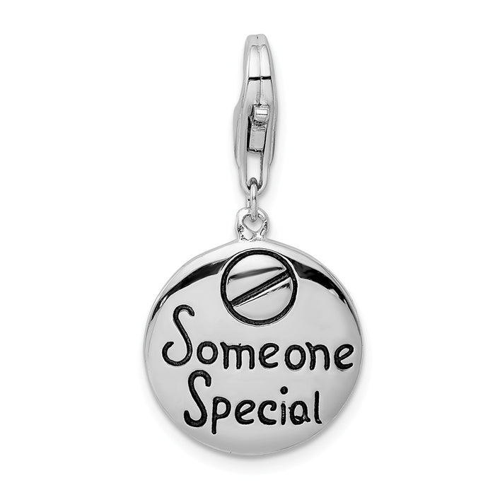 Million Charms 925 Sterling Silver With Rhodium-Plated Someone Special Inscribed Round With Lobster Clasp Charm