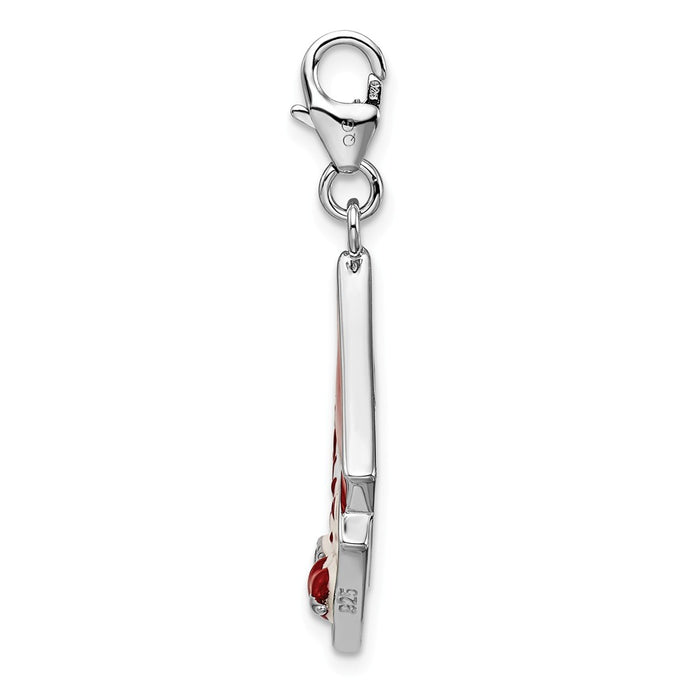 Million Charms 925 Sterling Silver Rhodium-Plated Enameled Love Letter With Lobster Clasp Charm