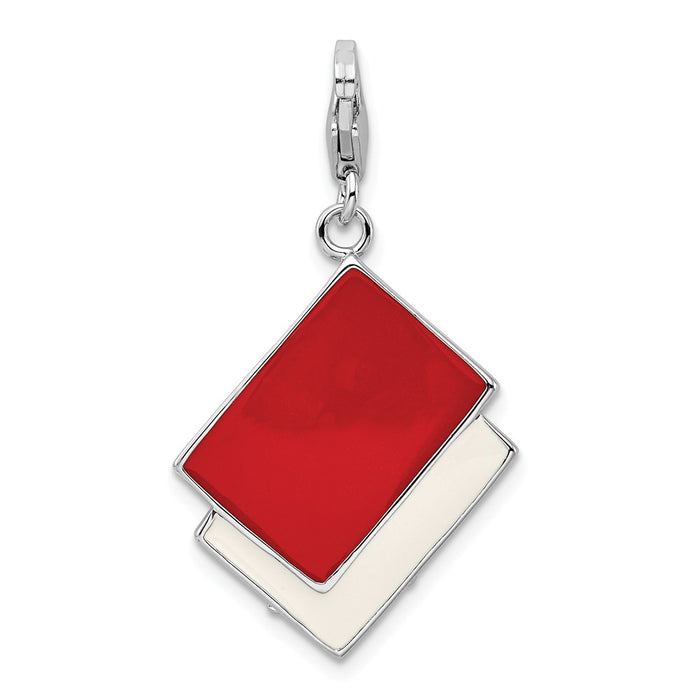 Million Charms 925 Sterling Silver Rhodium-Plated Enameled Love Letter With Lobster Clasp Charm