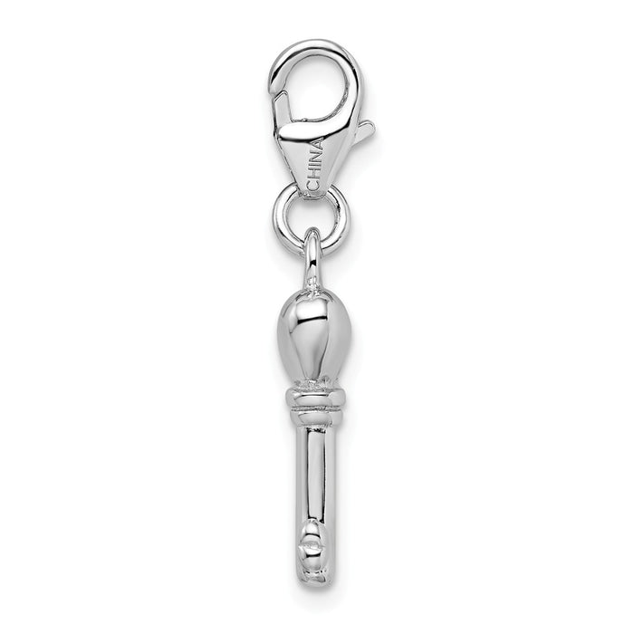 Million Charms 925 Sterling Silver Rhodium-Plated 3-D Key With Lobster Clasp Charm