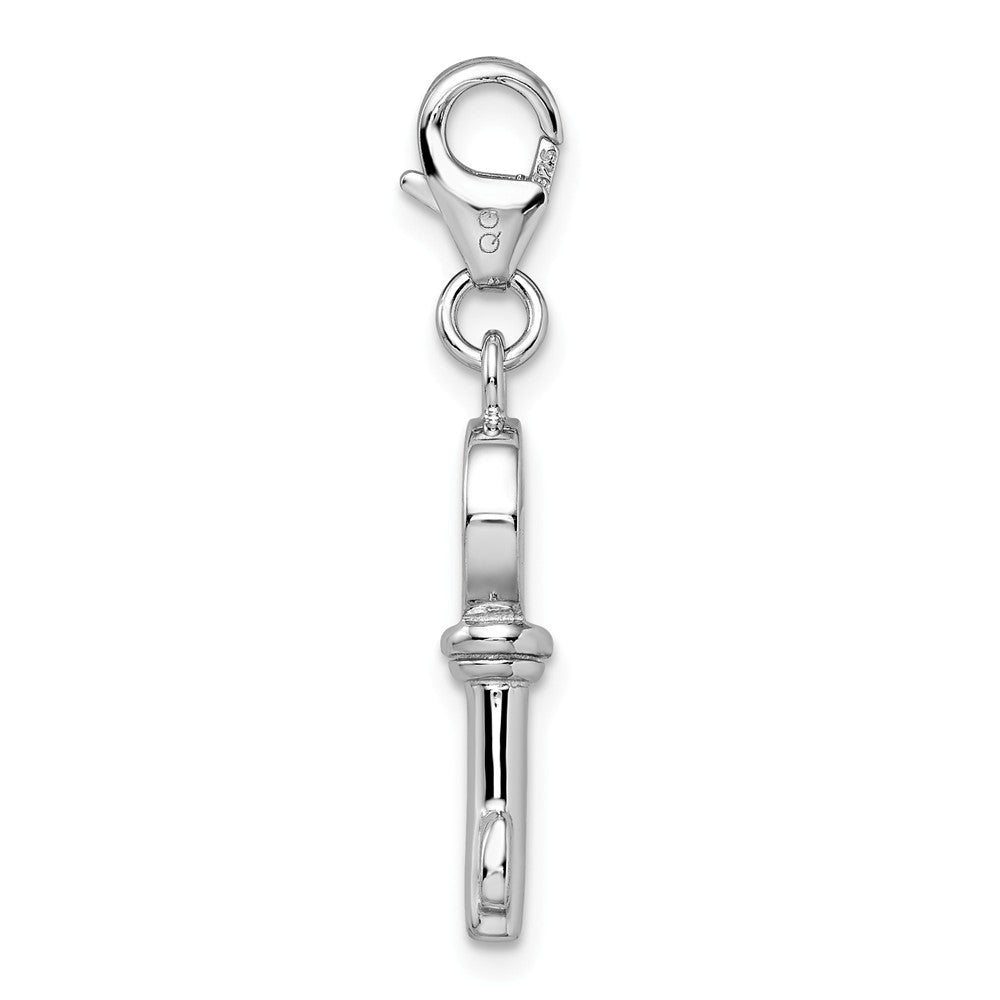Million Charms 925 Sterling Silver Rhodium-Plated 3-D Enameled Key With Lobster Clasp Charm