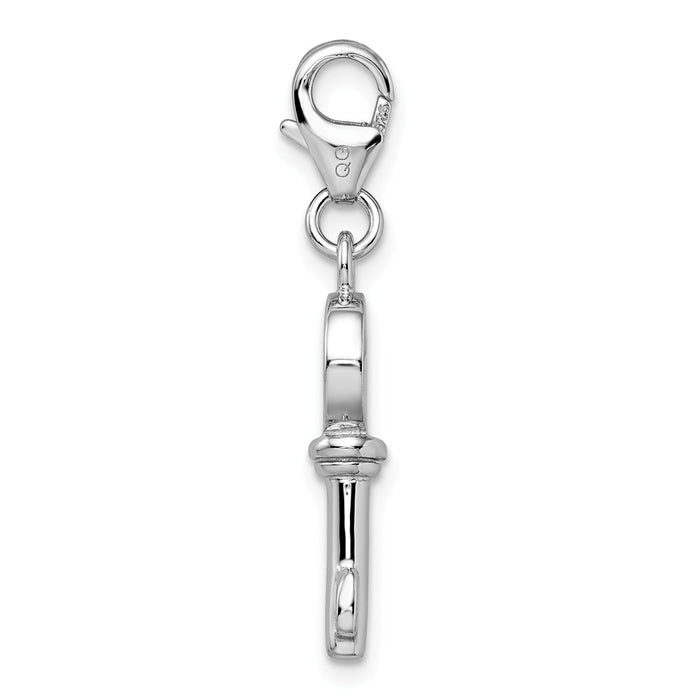 Million Charms 925 Sterling Silver Rhodium-Plated 3-D Enameled Key With Lobster Clasp Charm