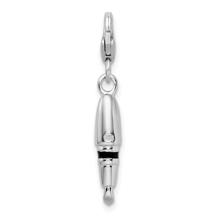 Million Charms 925 Sterling Silver Rhodium-Plated 3-D Enameled Pen With Lobster Clasp Charm