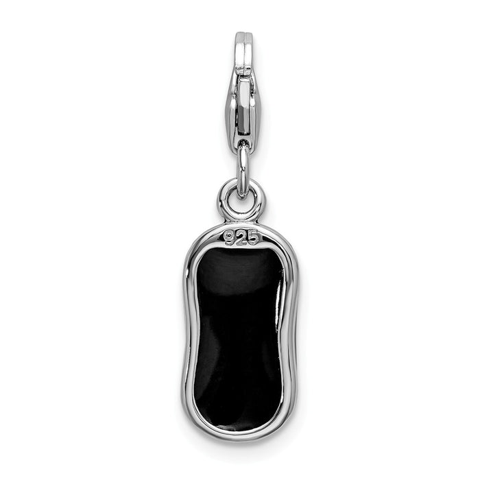 Million Charms 925 Sterling Silver Rhodium-Plated 3-D Enameled Mouse With Lobster Clasp Charm