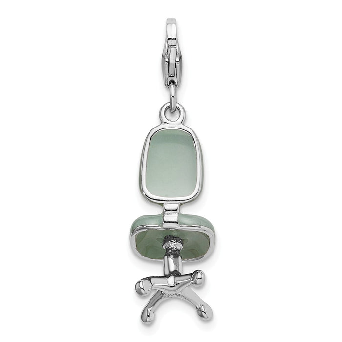 Million Charms 925 Sterling Silver Rhodium-plated 3-D Enameled Office Chair With Lobster Clasp Charm