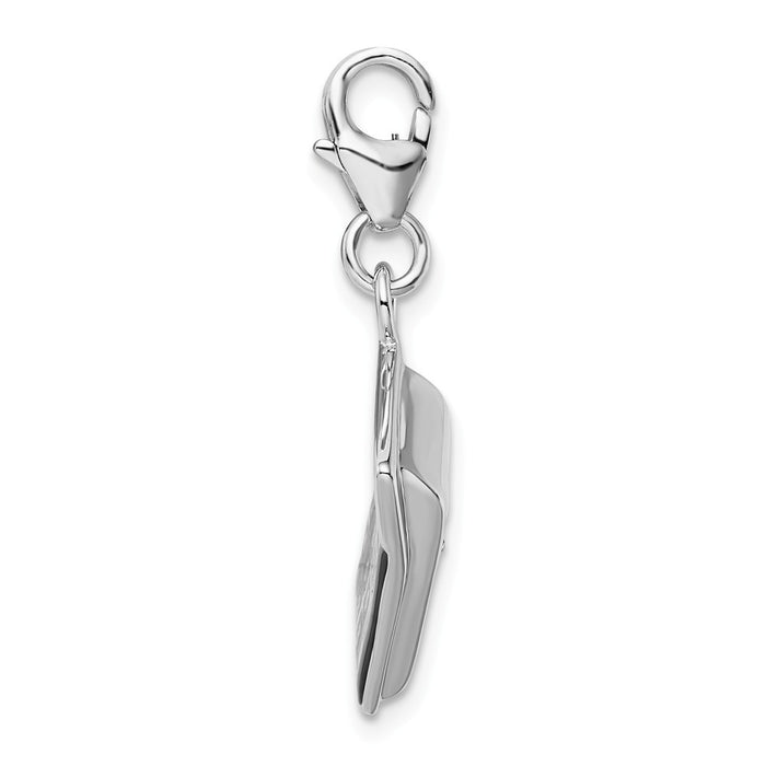 Million Charms 925 Sterling Silver Rhodium-Plated 3-D Enameled Calculator With Lobster Clasp Charm