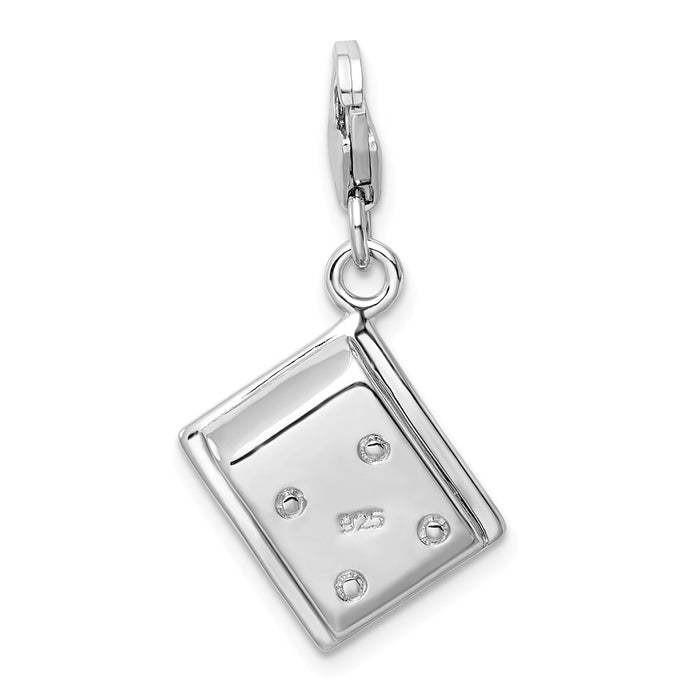 Million Charms 925 Sterling Silver Rhodium-Plated 3-D Enameled Calculator With Lobster Clasp Charm