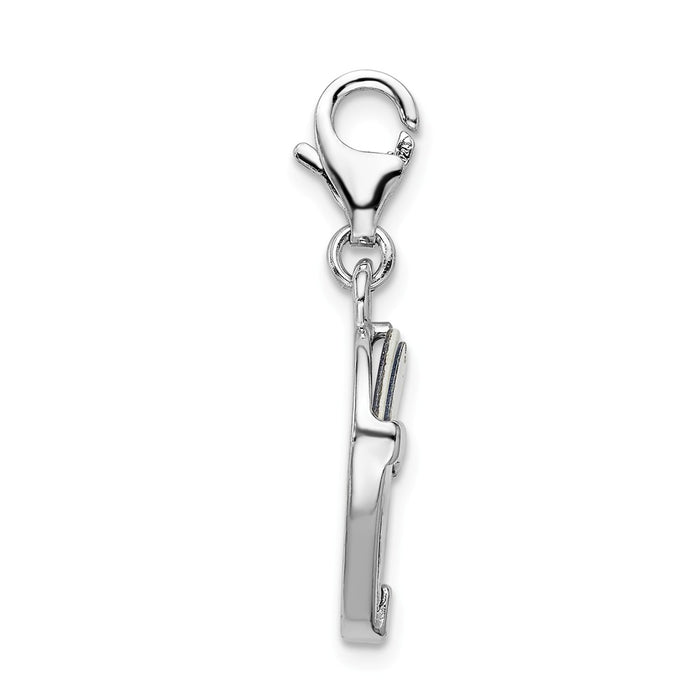 Million Charms 925 Sterling Silver Rhodium-Plated Polished Heart Frame With Lobster Clasp Charm