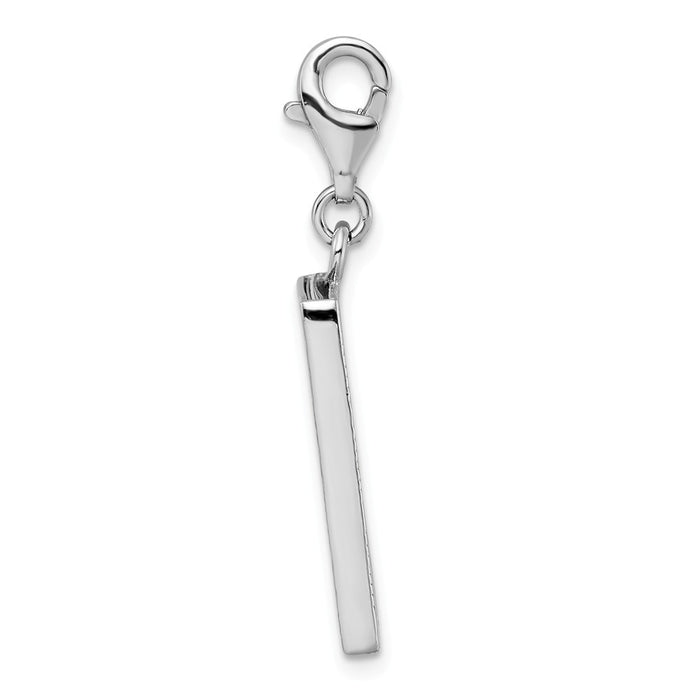 Million Charms 925 Sterling Silver Rhodium-Plated Polished Picture Frame With Lobster Clasp Charm