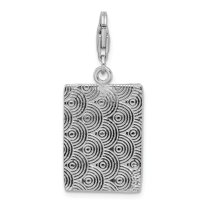 Million Charms 925 Sterling Silver Rhodium-Plated Polished Picture Frame With Lobster Clasp Charm